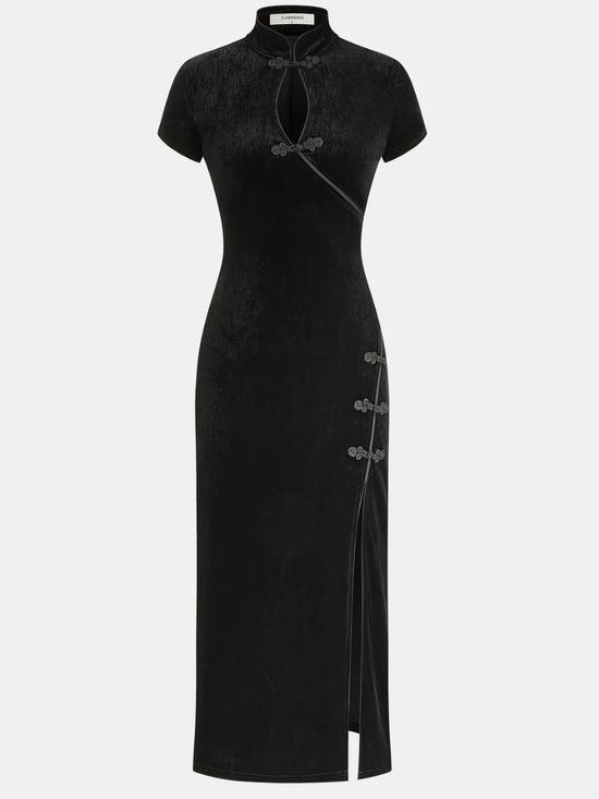 Commense Dresses & Skirts - NWT Commense Black Velvet Maxi Dress Sz XS